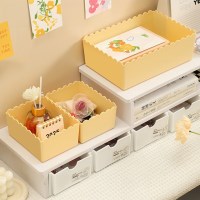 크림색 소품 바구니 바스켓 데스크테리어 수납함