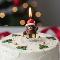 크리스마스 산타 곰돌이초 모자 곰돌초 곰돌이 양초