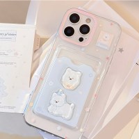 귀여운 강아지 2장 카드 아이폰 케이스