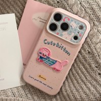 아이폰17 핑크 헤드폰 고양이 와펜패치 소프트케이스