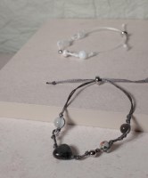 [원석] 마음결 원석 써지컬 끈 팔찌 칼세도니아 흑요석