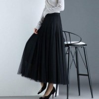 망사 쉬폰 롱 샤스커트 치마