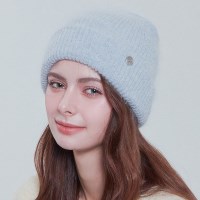 Basic soft angora blue grey-beanie
