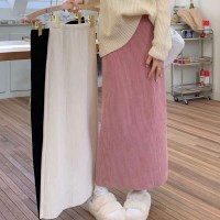 골덴 슬림 A라인 롱스커트