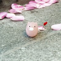 유리 미니어쳐 빙글빙글 하트 돼지