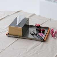 원목 스틸 티슈케이스 카페 트레이 디저트 쟁반 사각트레이