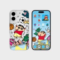 [코쿼드X포토위젯] 짱구 픽셀 맥세이프 젤하드 케이스 + IOS 테마_장