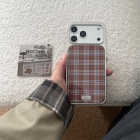 아이폰 아텀 브라운 체크 에폭시 케이스