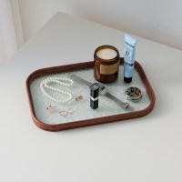 레트로 유리 우드트레이 원목 카페 간식 쟁반 미니 트레이