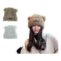 [홍은]겨울 곰돌이 모자 귀여운 뽀글이 방한모 털모자 거울 털방한모