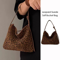 하르아 레오파드 스웨이드 소프트 버킷백 핸드백 가방