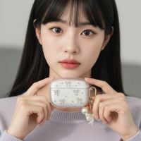 로맨틱 펄 리본 클리어 에어팟 키링 케이스