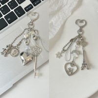 3type 실버 하트 파리 가방 홀더 고리 키링