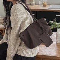 [파우치세트] 사이드버클 스웨이드 빅 숄더백