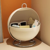 다용도 철제 원형 수납함 데스크 정리