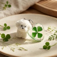 하트 클로버 비숑 키링 행운 부적 럭키 열쇠고리 키홀더 남자 여자 