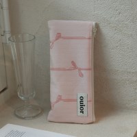 ouior flat pencil case - ribbon pink (topside zipper)