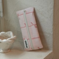 ouior flat pencil case - ribbon pink (middle zipper)
