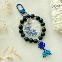 천연 블루 호안석키링 행운 달항아리 키링 다복의상징 재물운