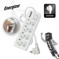 에너자이저 고용량 멀티탭 3680W 개별스위치 납작 화이트 4구 2M
