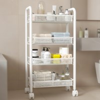 이동식 4단 철제 트롤리 바퀴달린 무타공 정리함 간편조립 선반