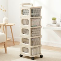 이동식 5단 트롤리 반투명 서랍 바퀴달린 거실 세탁실 베란다 욕실