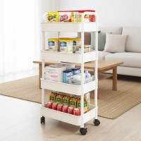이동식 4단 트롤리 대형 트레이 선반 간식보관 기저귀정리