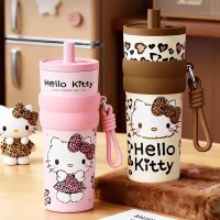 헬로키티 프리미엄 대용량 호피 텀블러