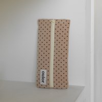 ouior flat pencil case - dot beige (middle zipper)
