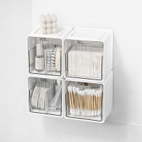 클립앤픽 무타공 큐브 면봉 화장솜 헤어핀 멀티 수납함 1개+1개