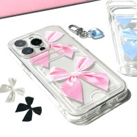 [포켓젤리] 나비리본 리본 발레코어 디자인 카드수납 아이폰 케이스