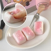 귀여운 미니 핑크 네모 고양이떡 스퀴시 sns 말랑이