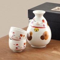마네키네코 도자기 사케잔 세트 3P
