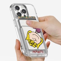 스누피 헬로 프렌즈 투명 마그네틱 슬라이드 카드지갑