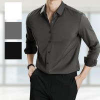 [홍은]긴팔 남성 정장 무지 캐주얼 남방 카라 와이셔츠 캐주얼 의류