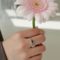 바이데이지 스퀘어 시베리안 쿼츠 실버 반지 Br0373