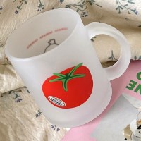 불투명 후르츠 오렌지 사과 토마토 손잡이 쥬스잔 컵