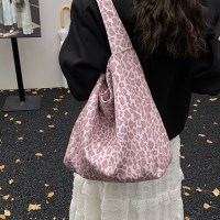 핑크 레오파드 캔버스 빅 쇼퍼 토트백
