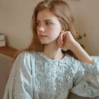 실비에 긴팔 원피스 빈티지블루 (40수)