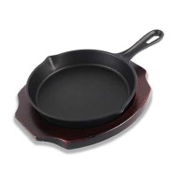 하오 무쇠 주물 원형 깊은 프라이팬 16cm + 나무받침대