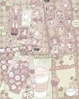 설기일러스트 말차라떼 팩