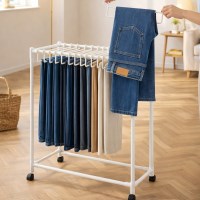 엘라움 이동식 바지행거 최대 30벌 수납 슬림 바지걸이 옷 정리