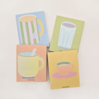 컵 일러스트 시리즈 점착 메모지SET(4개)