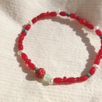 붉은 연꽃 비즈 팔찌