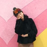 버핏 벌룬소매 둥근카라 땡땡이 도트 블라우스 튜닉
