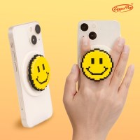 [지퍼팝] 3D 픽셀 도트 맥세이프 스마트톡 - 스마일팝(화이트)
