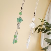 연꽃 주판 비즈 키링 불교 굿즈 행운 금전움 심신안정 백옥 청옥 부