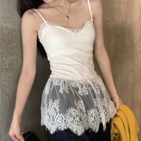 내장캡 레이어드 끈 펀칭 자수 프릴 레이스 캡내장 민소매 나시