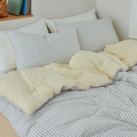 [메종쉼] 국내제작 고밀도 순면 파이핑 스트라이프 슈퍼싱글 퀸 3칼