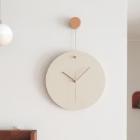 위크앤드 인테리어 벽시계 원목 거실 무소음벽시계 베이지